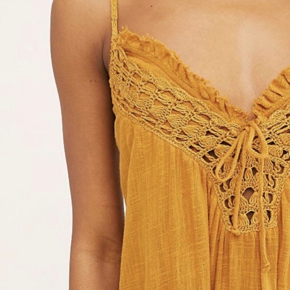 Free People Endless Summer Kini Maxi Dress Crochet Top Halter Tie Gold - Picture 2 of 8